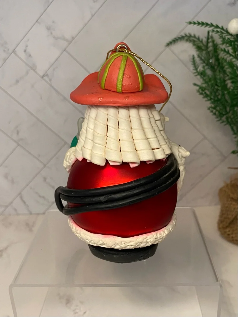Vintage Occupational Santa Fireman Firefighter Christmas Ornament with Box